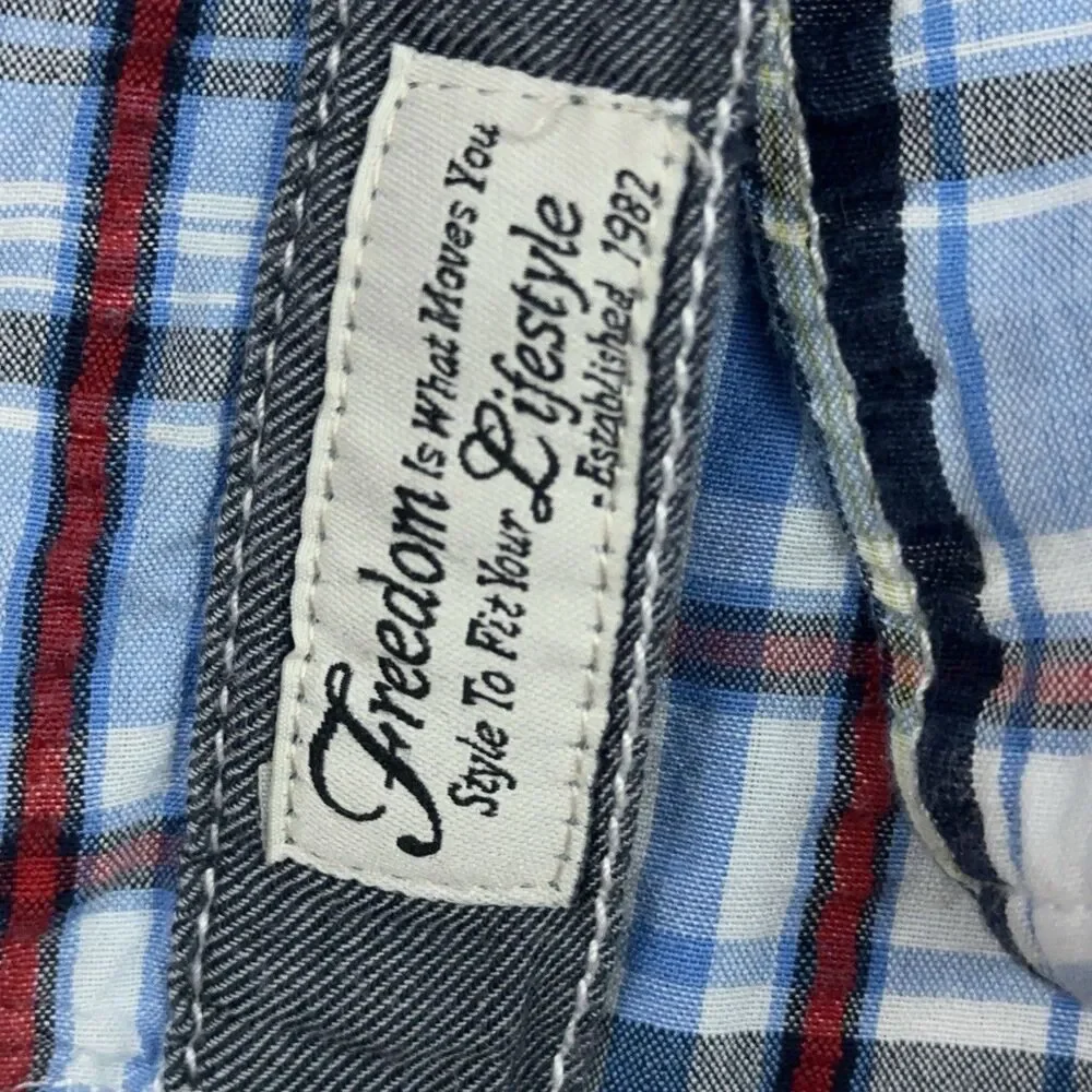 Gramicci Shirt Mens Size XXL Blue Plaid Vented Short Sleeve Button Up Hiking